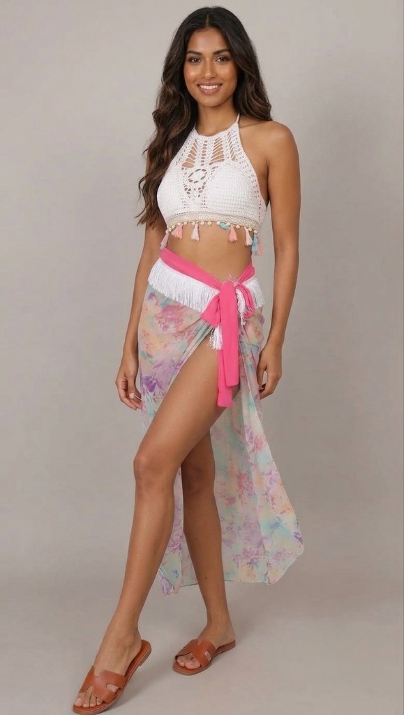 Ibiza Tassel Crochet & Sarong Set