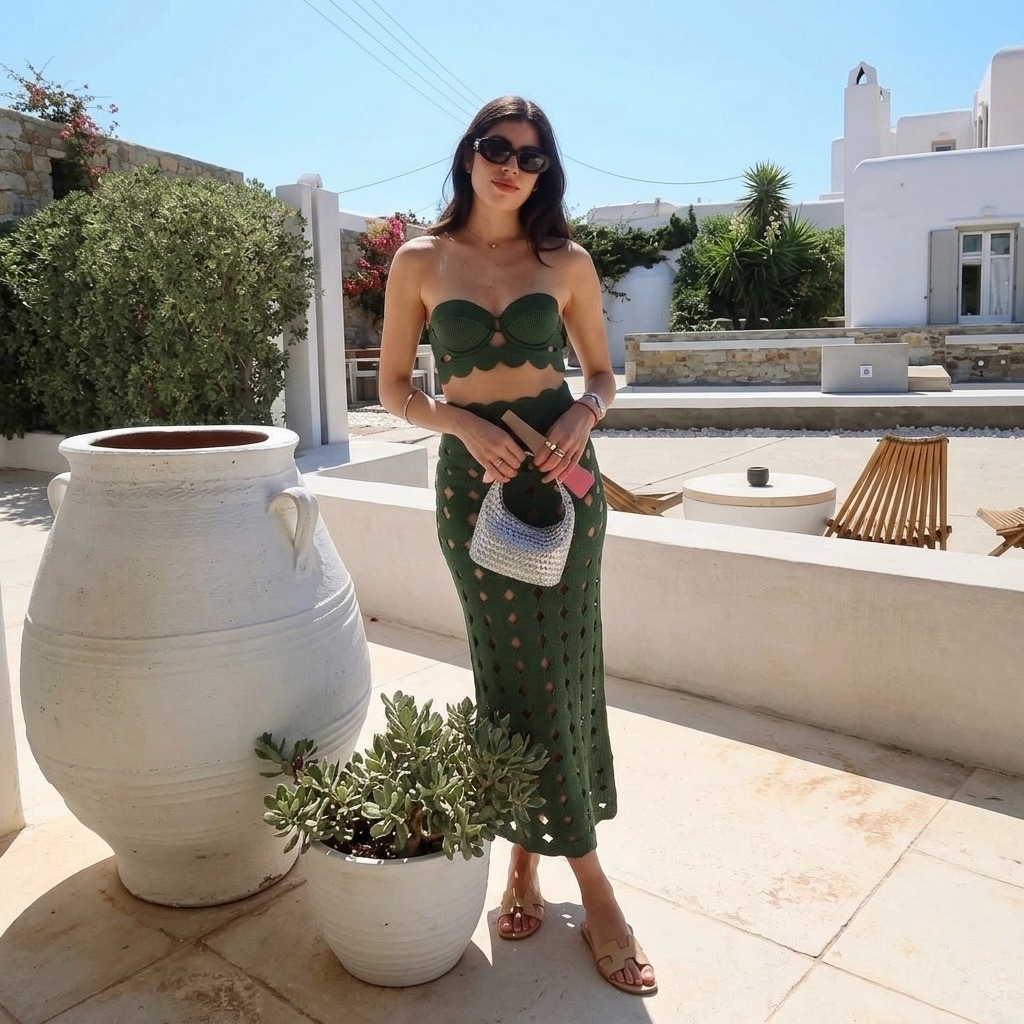 Mykonos Scallop Crochet Maxi Set